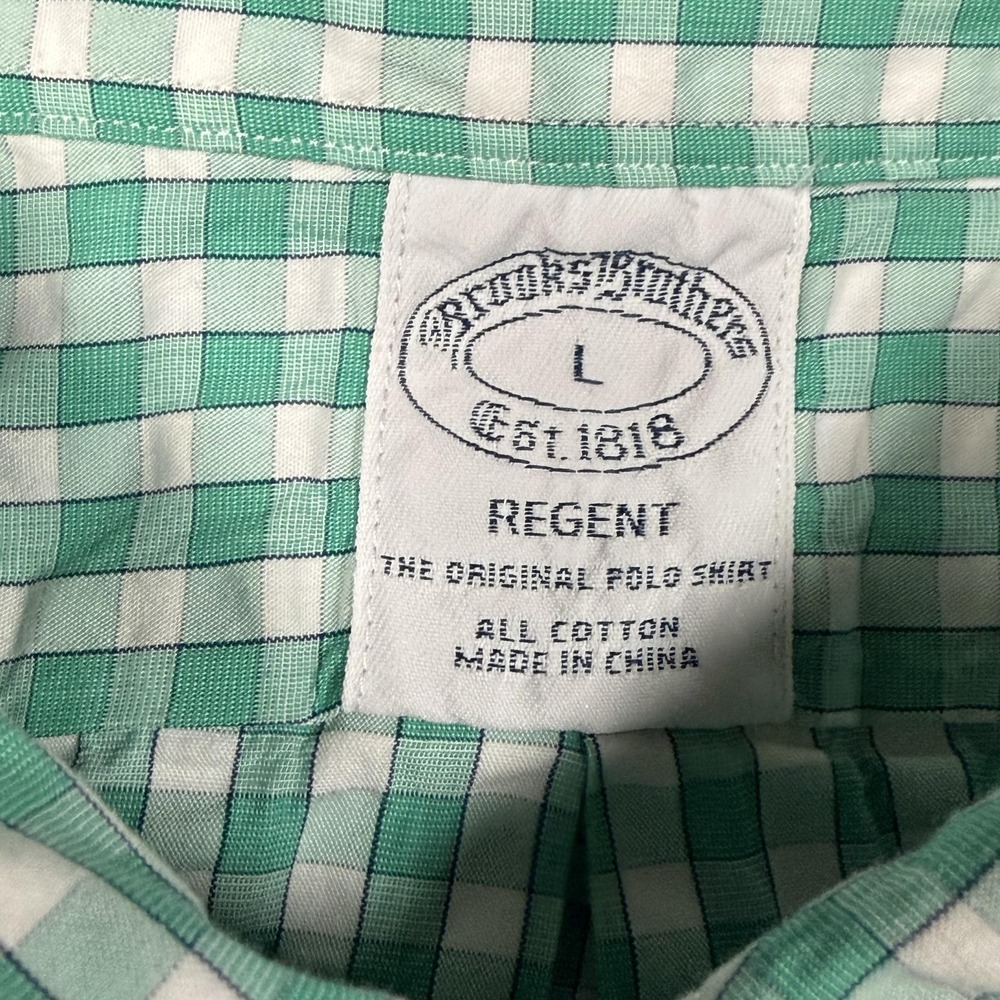 Brooks Brothers Regent Shirt Mens Large Green Check Long Sleeve Button Front - Picture 3 of 9